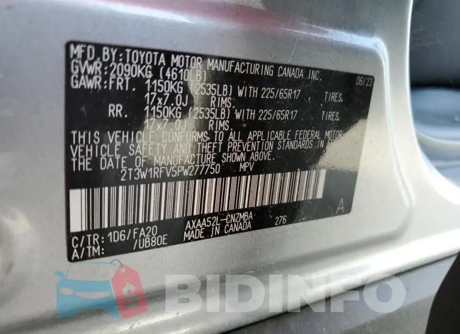 2T3W1RFV5PW277750 Photo# 14