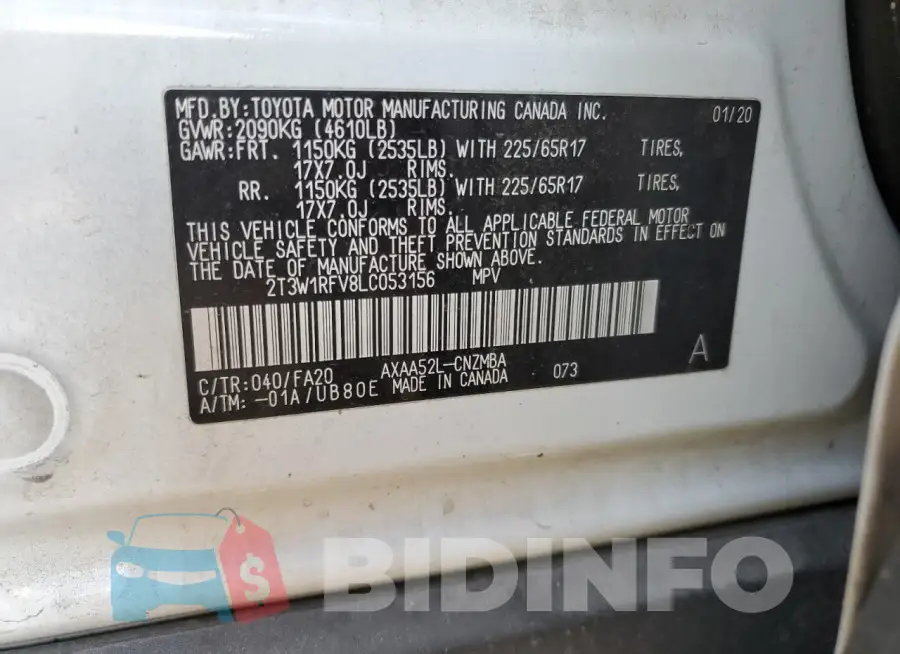 2T3W1RFV8LC053156 Photo# 13