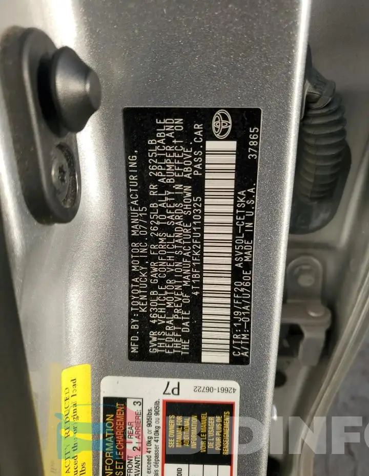 4T1BF1FK2FU110325 Photo# 13