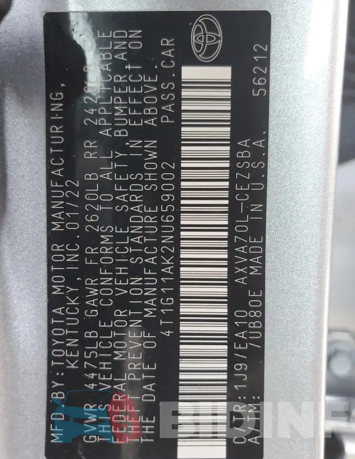 4T1G11AK2NU659002 Photo# 12
