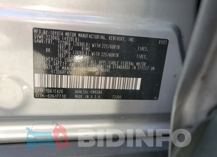 4T3D6RFV0PU108292 Photo# 13