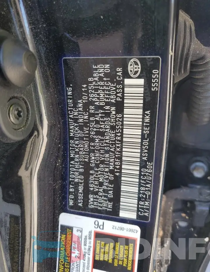 4T4BF1FKXFR455026 Photo# 12