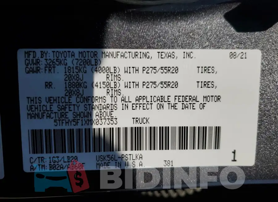 5TFHY5F1XMX037353 Photo# 12