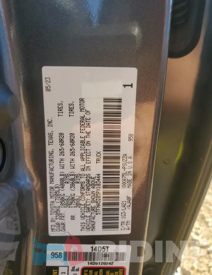 5TFNA5DB5PX103444 Photo# 13