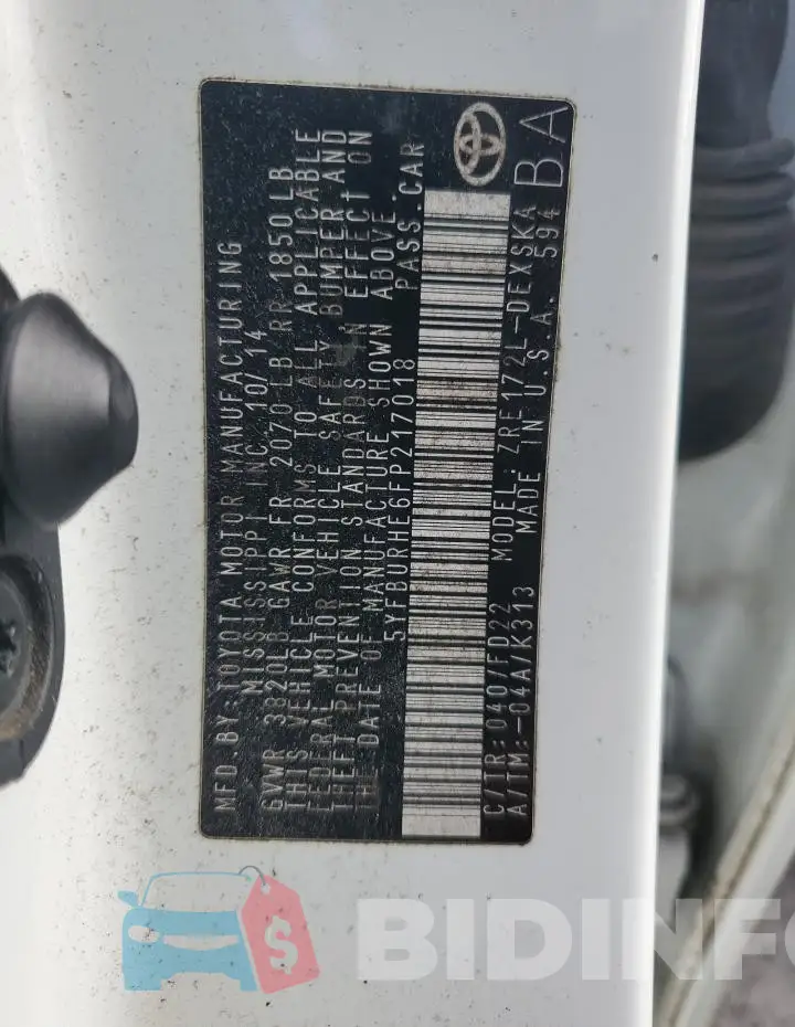 5YFBURHE6FP217018 Photo# 12