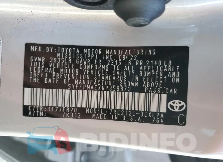 5YFEPMAEXNP359873 Photo# 13