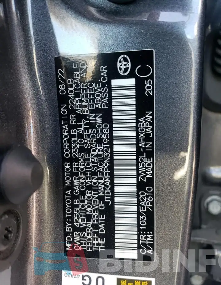 JTDKAMFP9N3219580 Photo# 12
