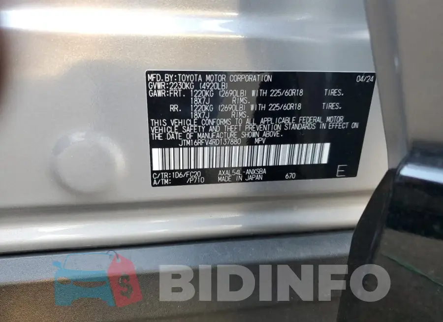 JTM16RFV4RD137880 Photo# 12