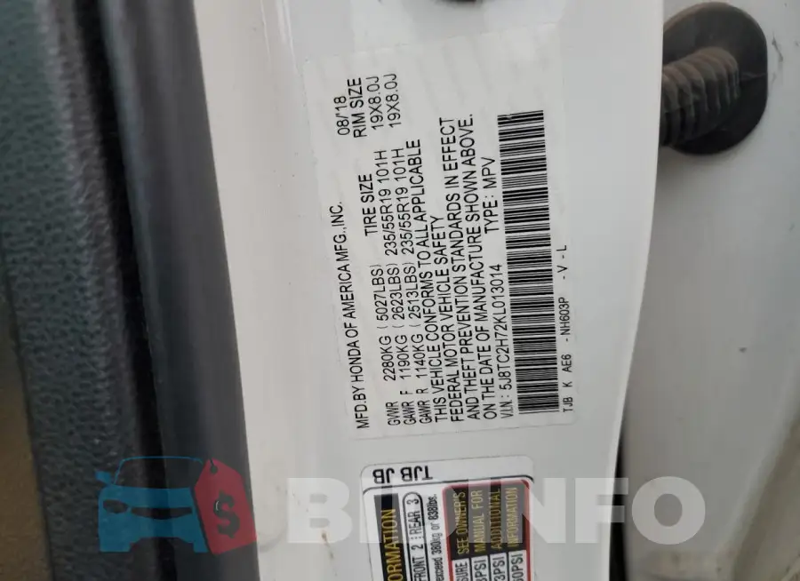 5J8TC2H72KL013014 Photo# 14