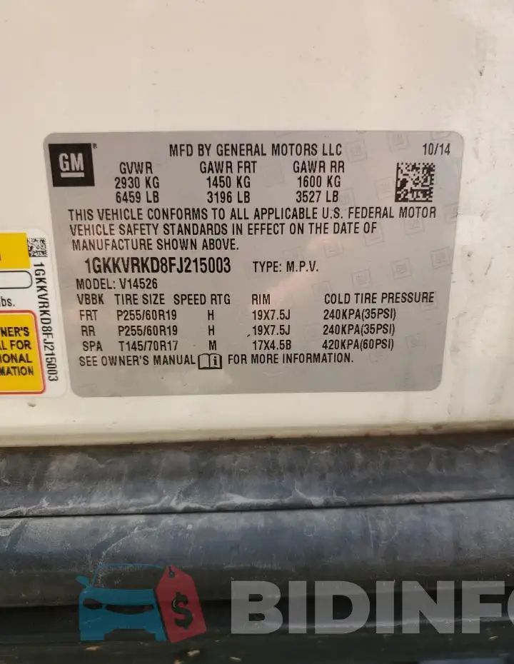 1GKKVRKD8FJ215003 Photo# 12