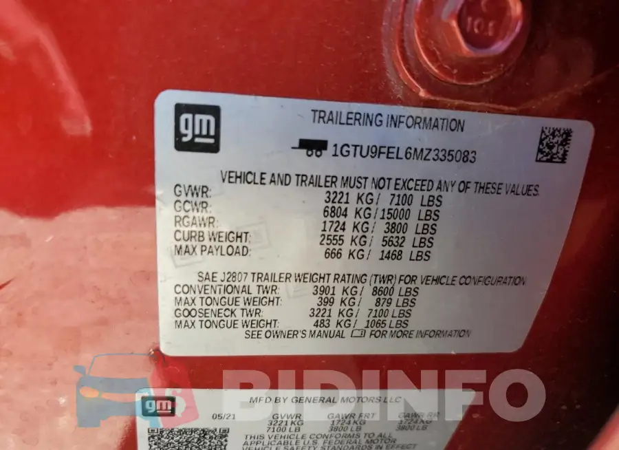 1GTU9FEL6MZ335083 Photo# 12