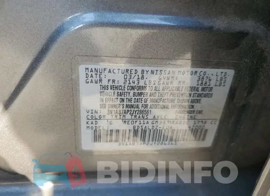 3N1AB7AP2JY286561 Photo# 13