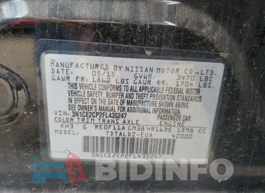 3N1CE2CP2FL435247 Photo# 12
