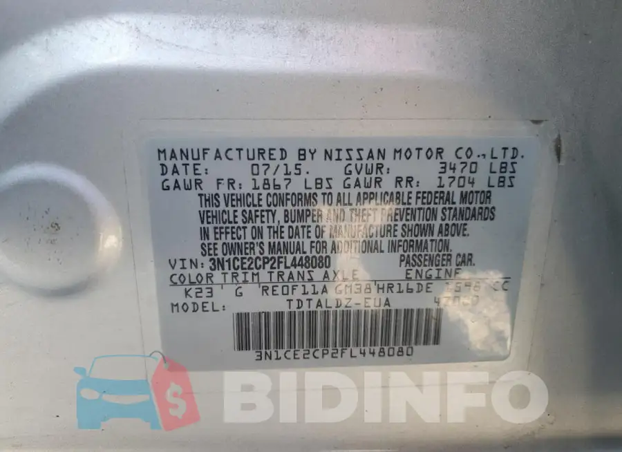 3N1CE2CP2FL448080 Photo# 13