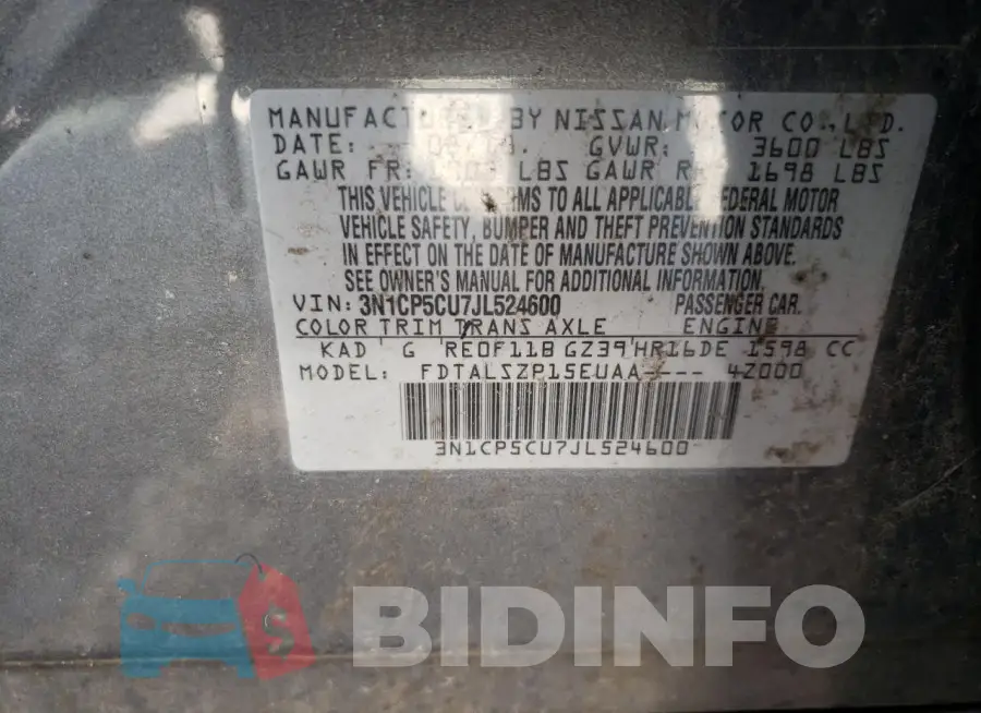 3N1CP5CU7JL524600 Photo# 14