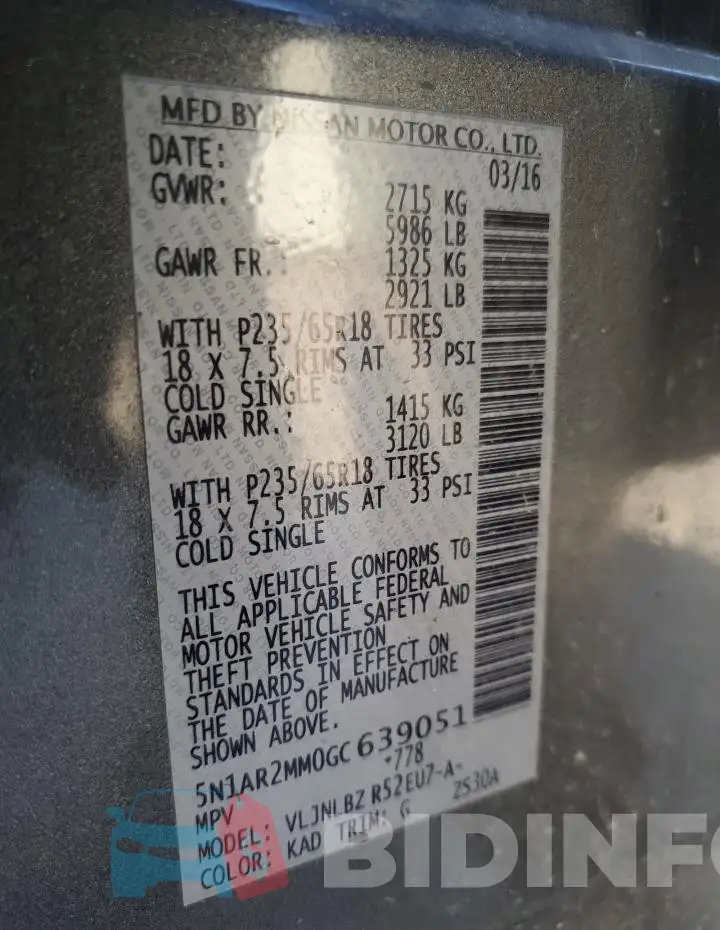 5N1AR2MM0GC639051 Photo# 13