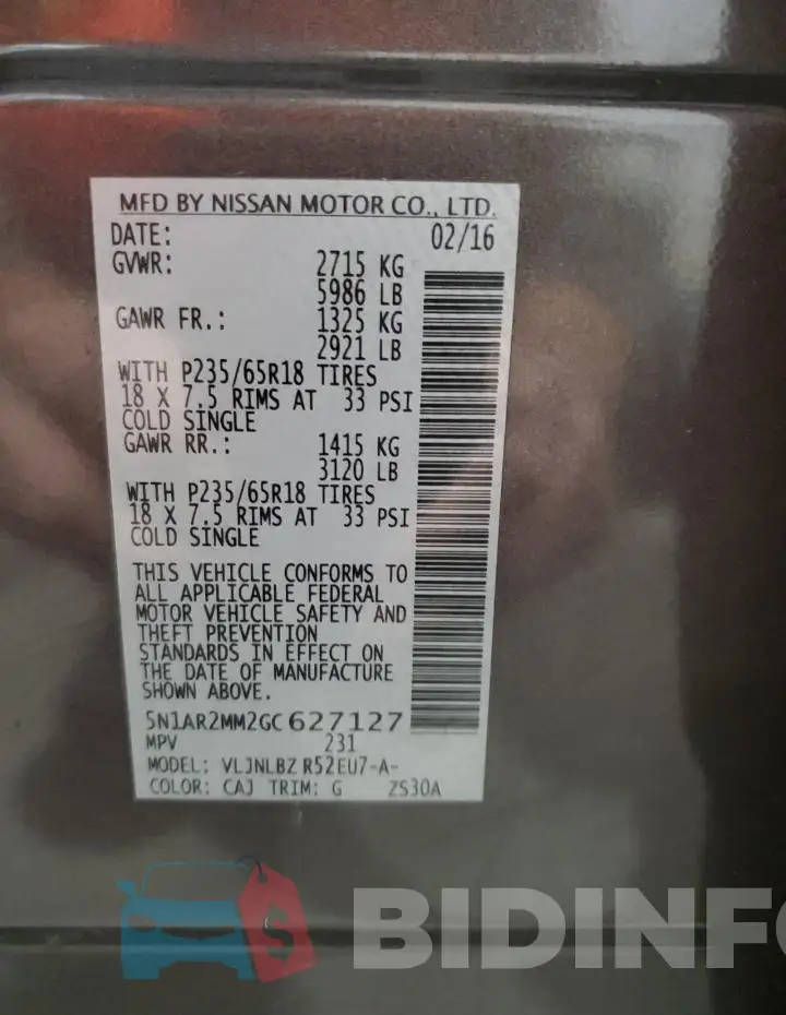 5N1AR2MM2GC627127 Photo# 12