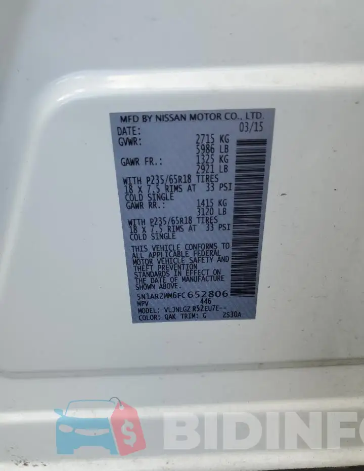 5N1AR2MM6FC652806 Photo# 13