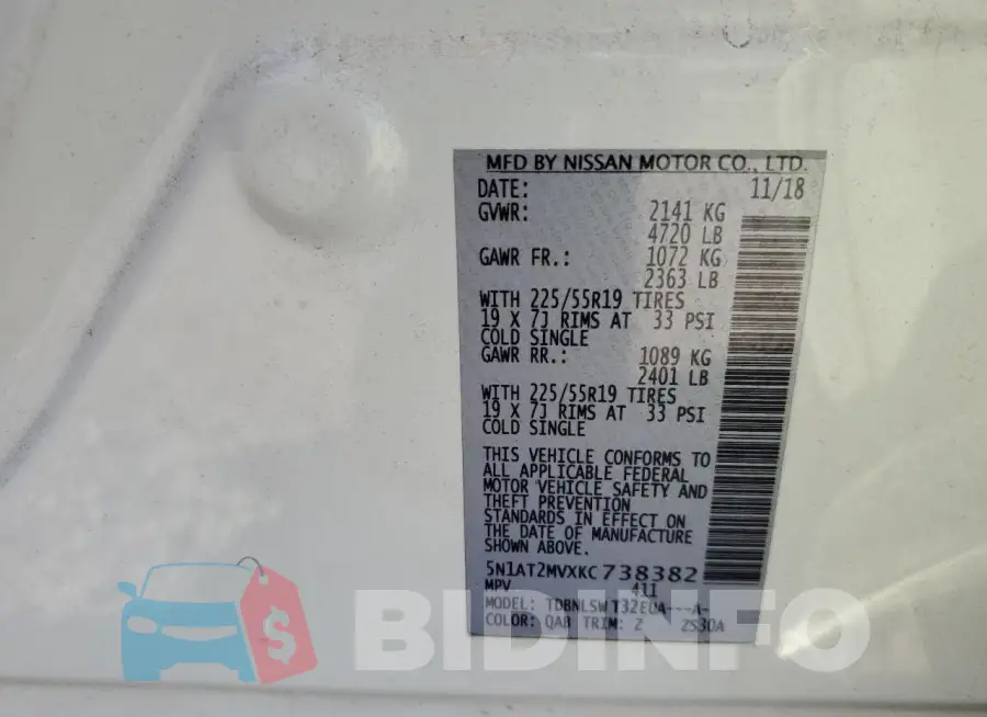 5N1AT2MVXKC738382 Photo# 14