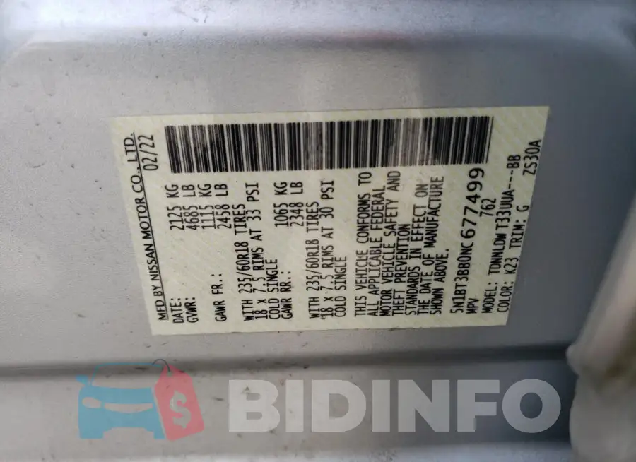 5N1BT3BB0NC677499 Photo# 13