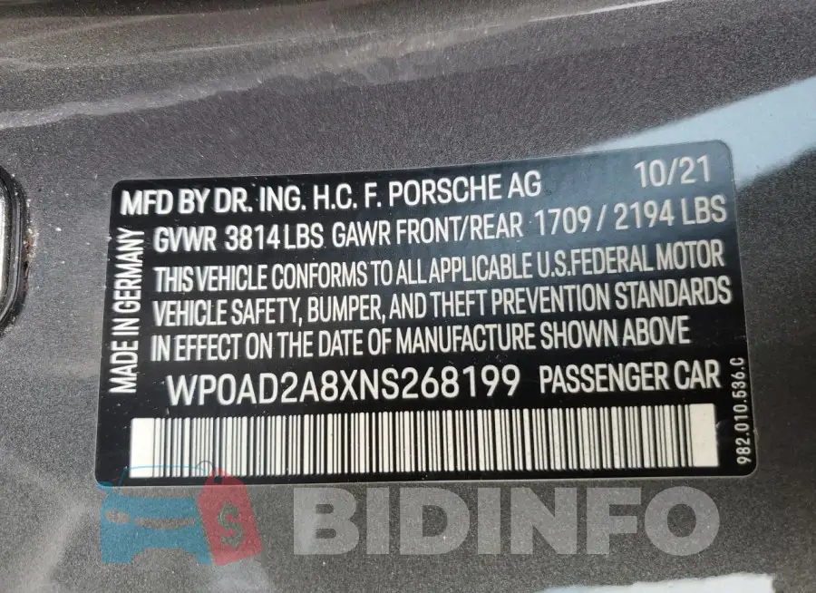 WP0AD2A8XNS268199 Photo# 13