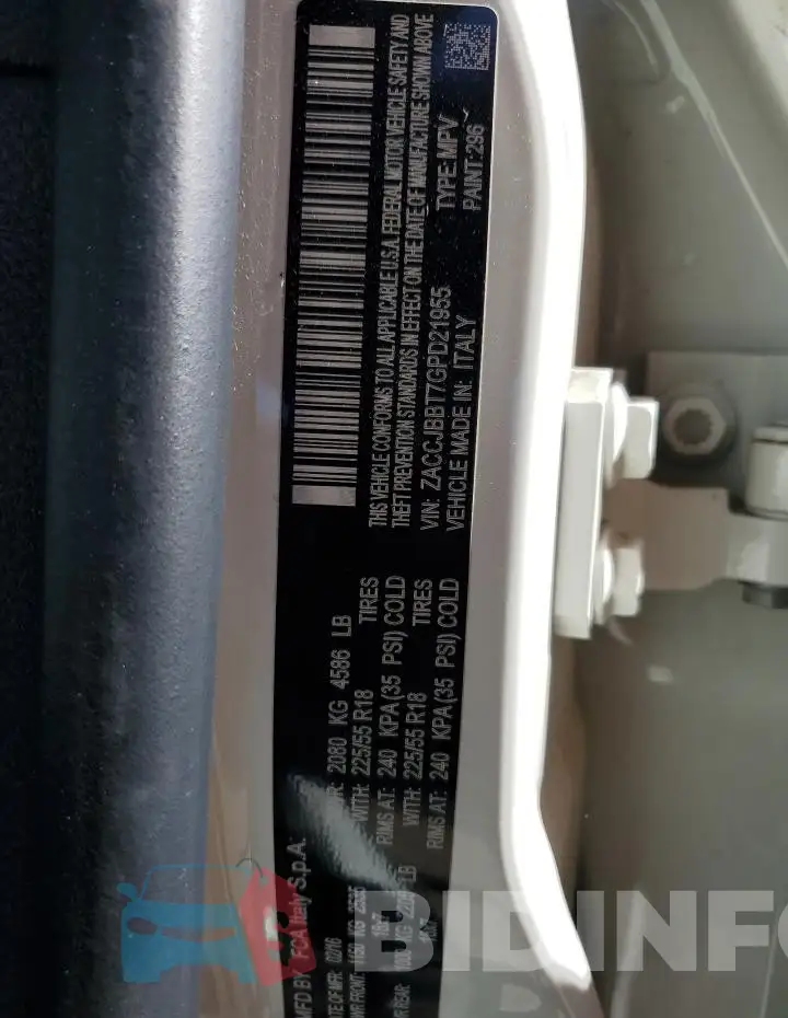 ZACCJBBT7GPD21955 Photo# 13