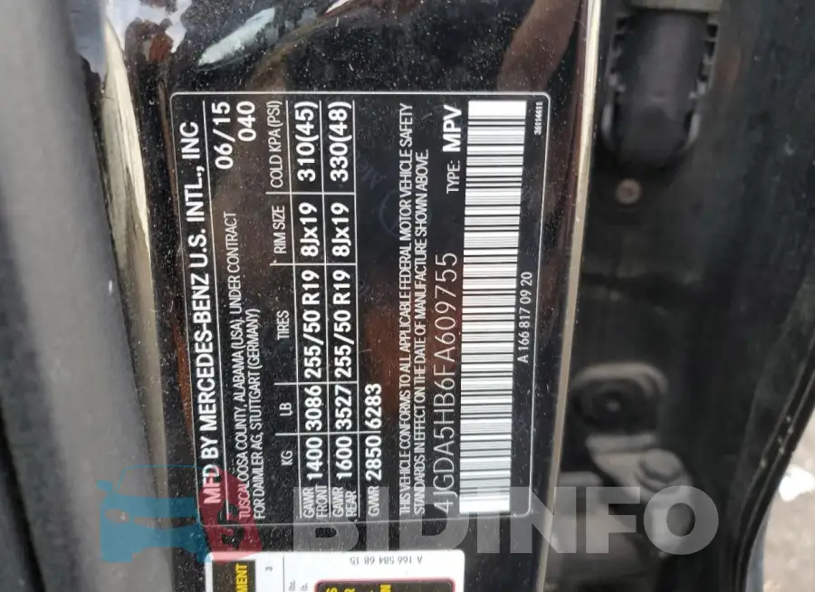 4JGDA5HB6FA609755 Photo# 13