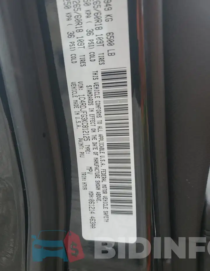 1C4RDJFG3KC812125 Photo# 14