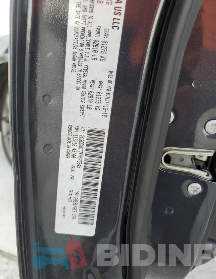 2C3CDXCT7KH575845 Photo# 12