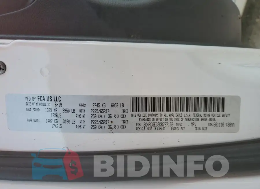 2C4RDGEG5KR737150 Photo# 14