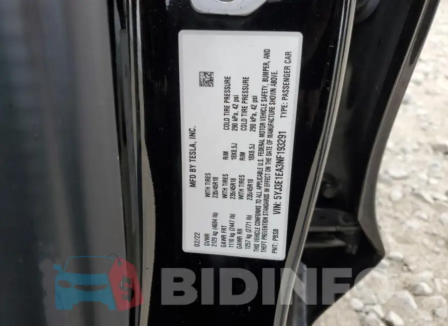 5YJ3E1EA3NF193291 Photo# 12