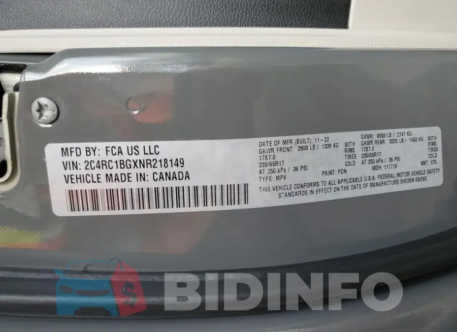 2C4RC1BGXNR218149 Photo# 13