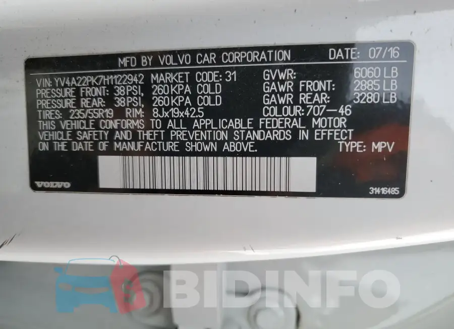 YV4A22PK7H1122942 Photo# 13
