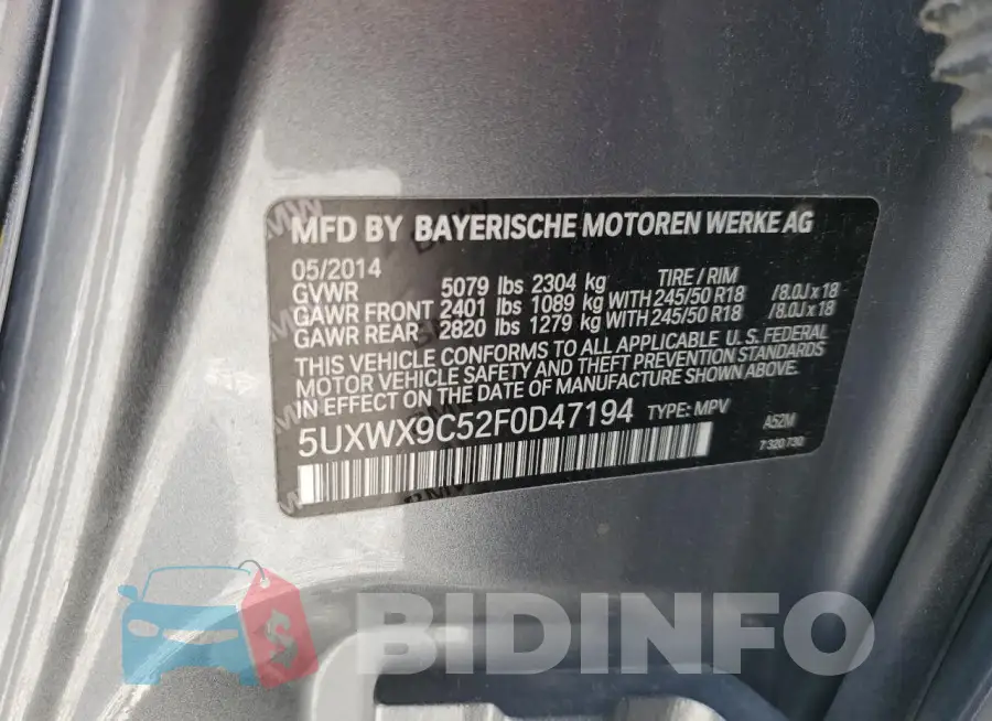 5UXWX9C52F0D47194 Photo# 14