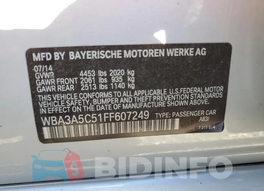 WBA3A5C51FF607249 Photo# 13