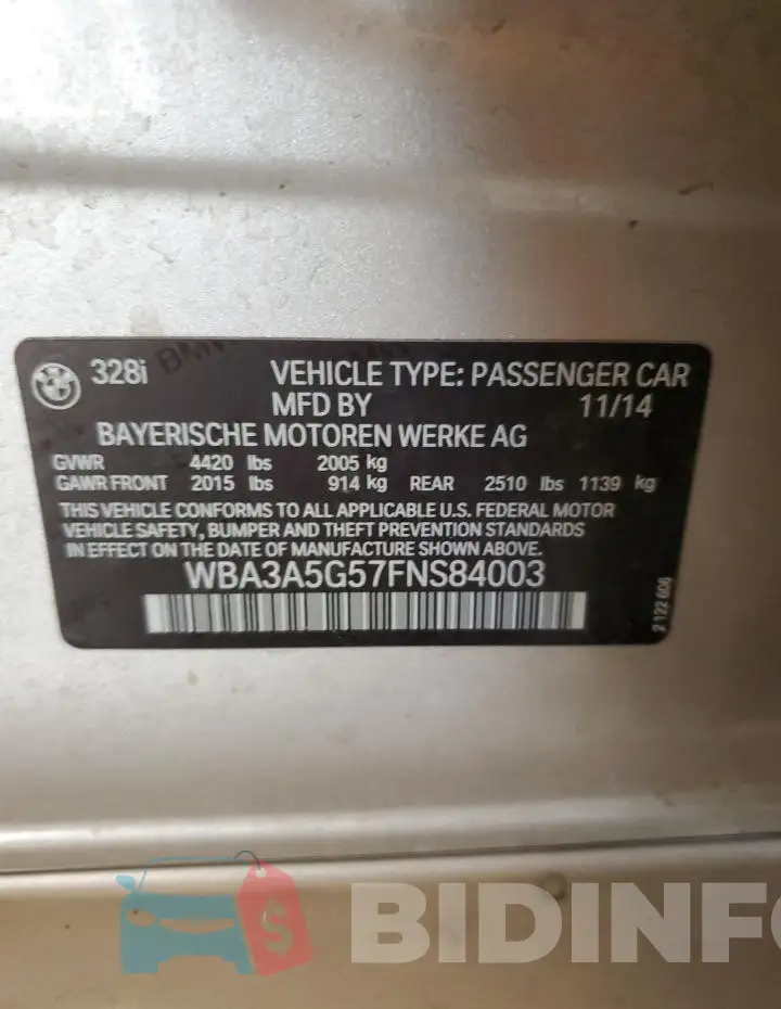 WBA3A5G57FNS84003 Photo# 12