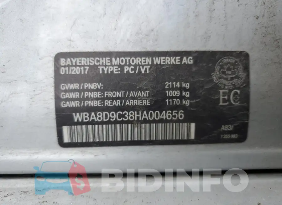 WBA8D9C38HA004656 Photo# 13
