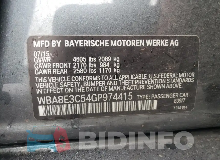 WBA8E3C54GP974415 Photo# 12