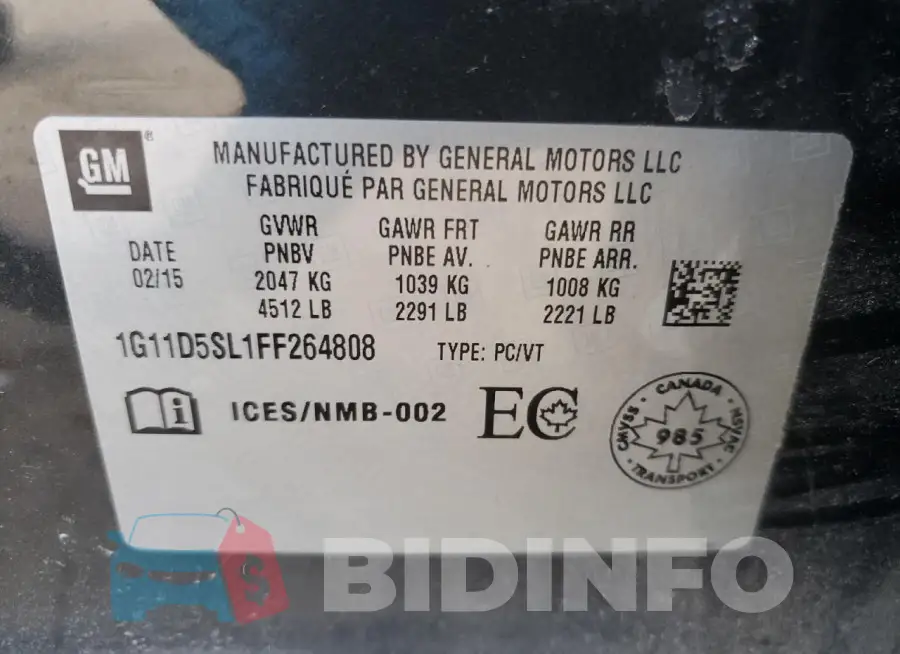 1G11D5SL1FF264808 Photo# 12