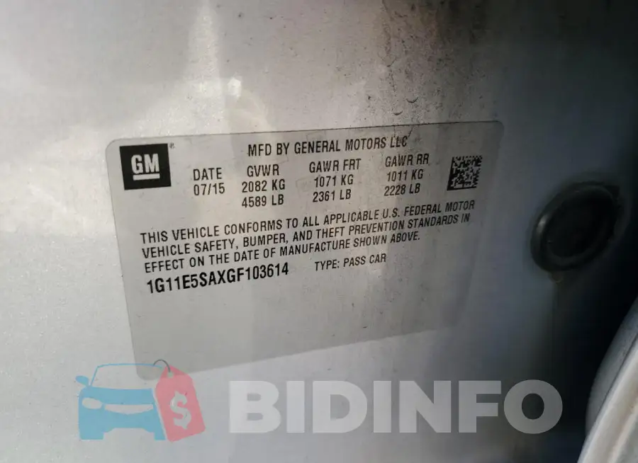 1G11E5SAXGF103614 Photo# 12