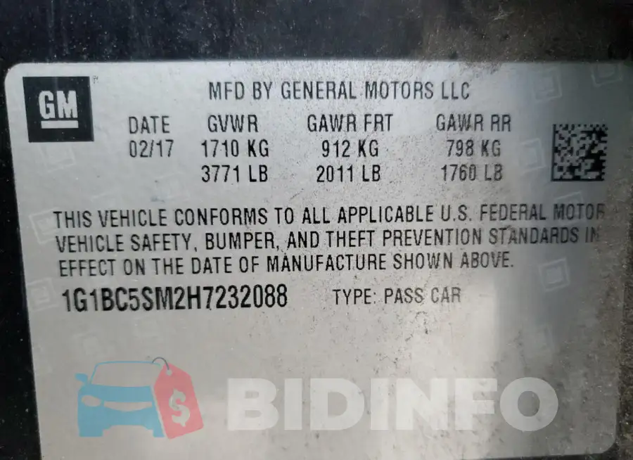 1G1BC5SM2H7232088 Photo# 12