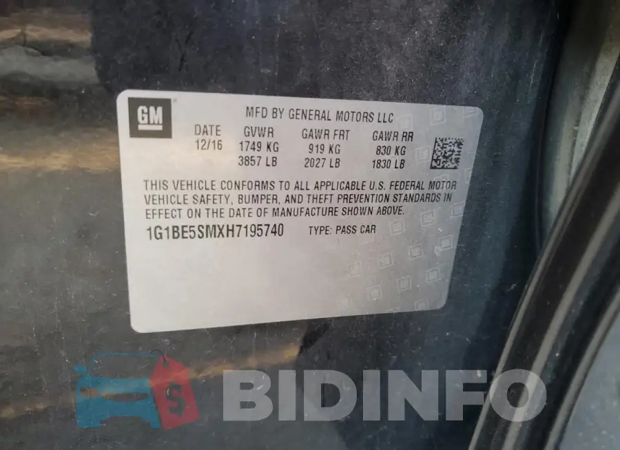 1G1BE5SMXH7195740 Photo# 12