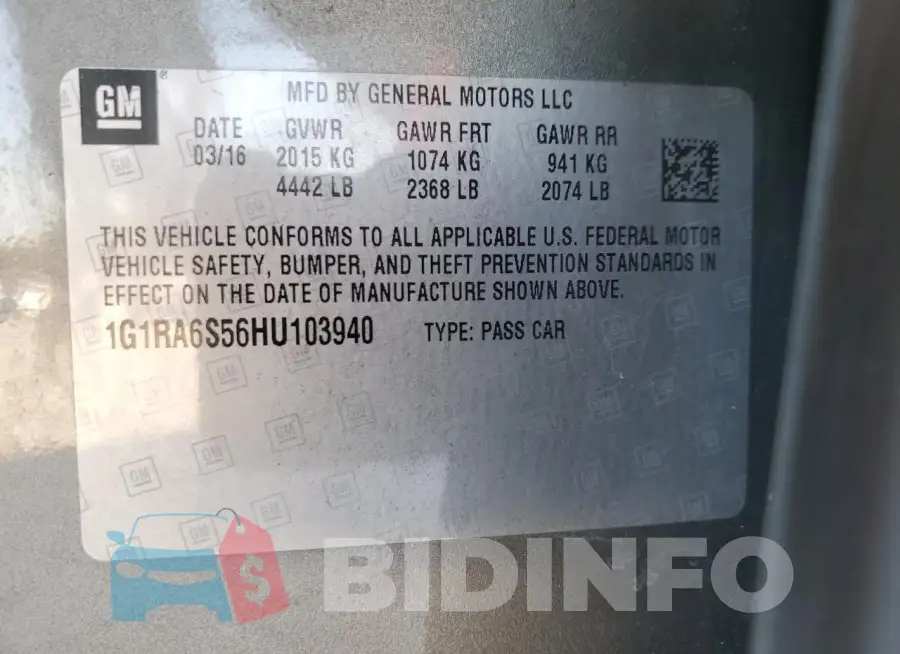1G1RA6S56HU103940 Photo# 12