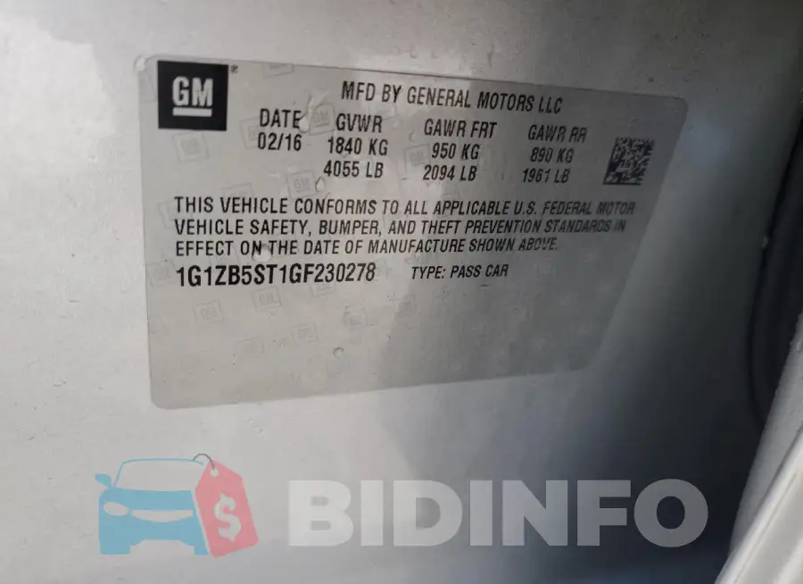 1G1ZB5ST1GF230278 Photo# 12