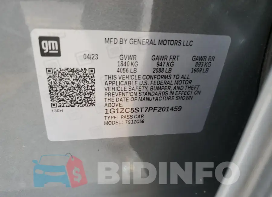 1G1ZC5ST7PF201459 Photo# 12