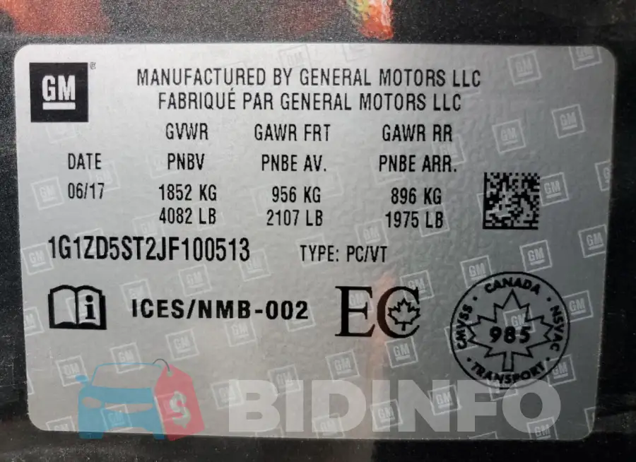1G1ZD5ST2JF100513 Photo# 13