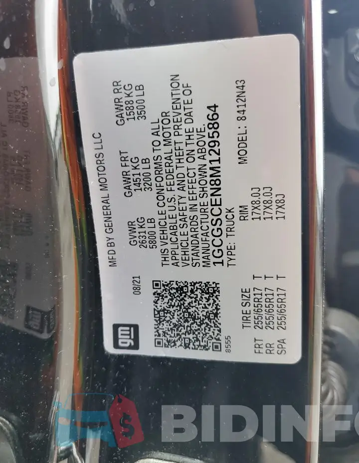 1GCGSCEN8M1295864 Photo# 12
