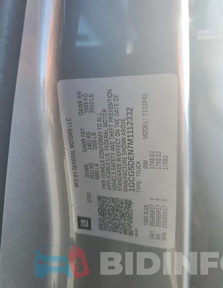 1GCGSDEN7M1112332 Photo# 12