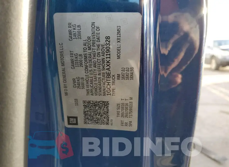 1GCHTBEAXK1190328 Photo# 12