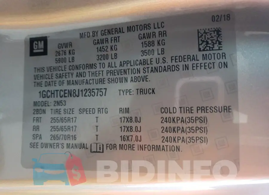 1GCHTCEN8J1235757 Photo# 12